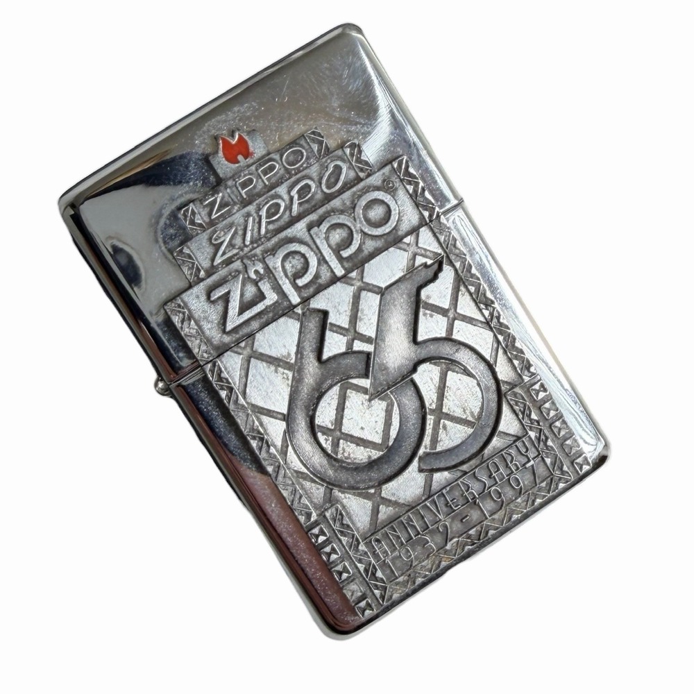 1997 Zippo 65th Anniversary 1932-1997 Chrome Pewter Emblem Lighter USA
